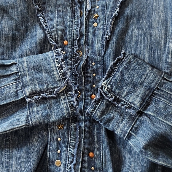 Wrangler Blues Denim Long Sleeve Western Top - Picture 6 of 7